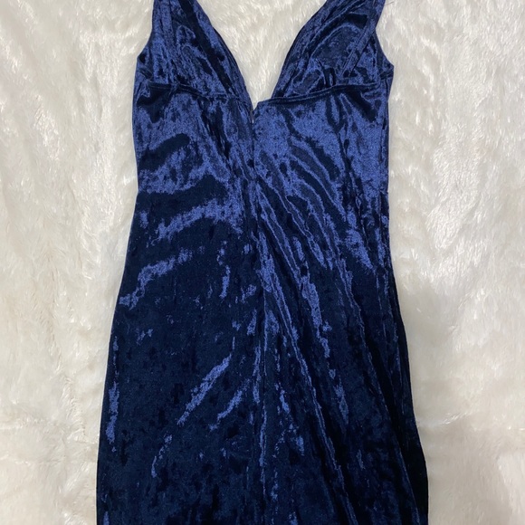 Royal Blue Velvet Dress - Picture 3 of 4